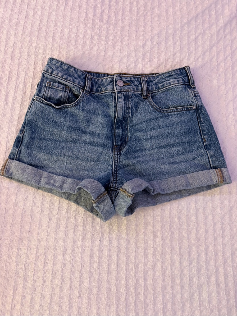 PacSun High Rise Mom Shorts Size 28 Medium Wash Cuffed Denim